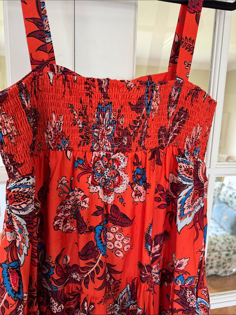 RHODE Red/Orange Floral Smocked Dress - Picture 5 of 5